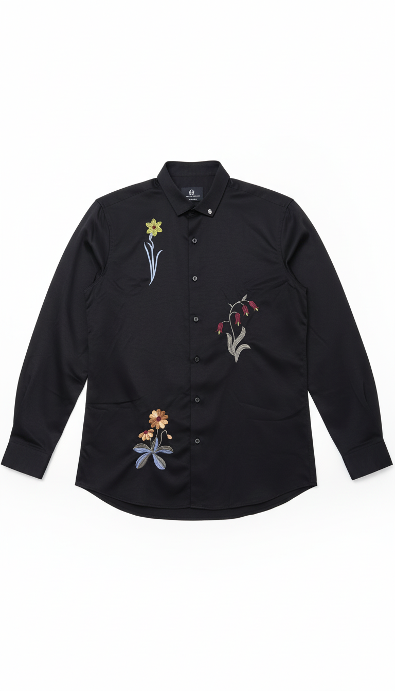 Embroidered Black Shirt view 2