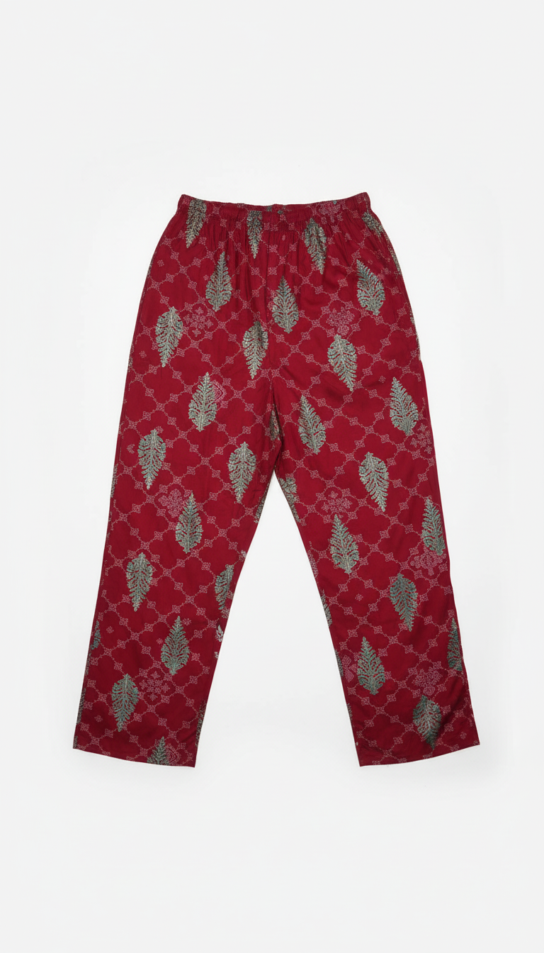 Red Printed Palazzo Pants view 2