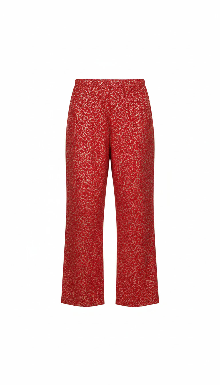 Red Patterned Palazzo Pants view 2