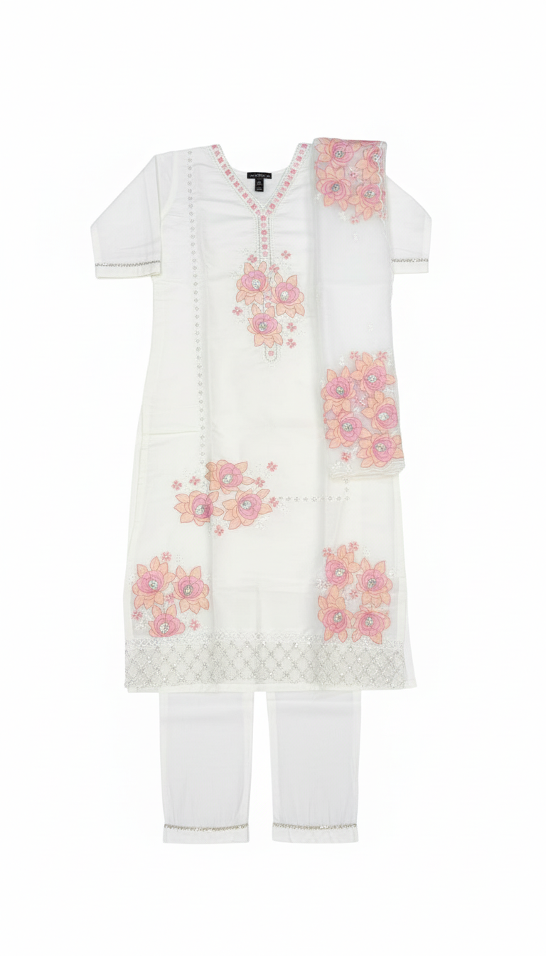 3 Piece Embroidery Kurthi Set view 2