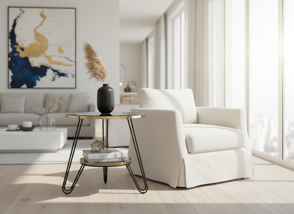 Black Glass Side Table