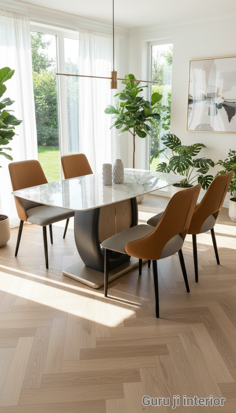 Marble Dining Table Set by Guru Ji Interior