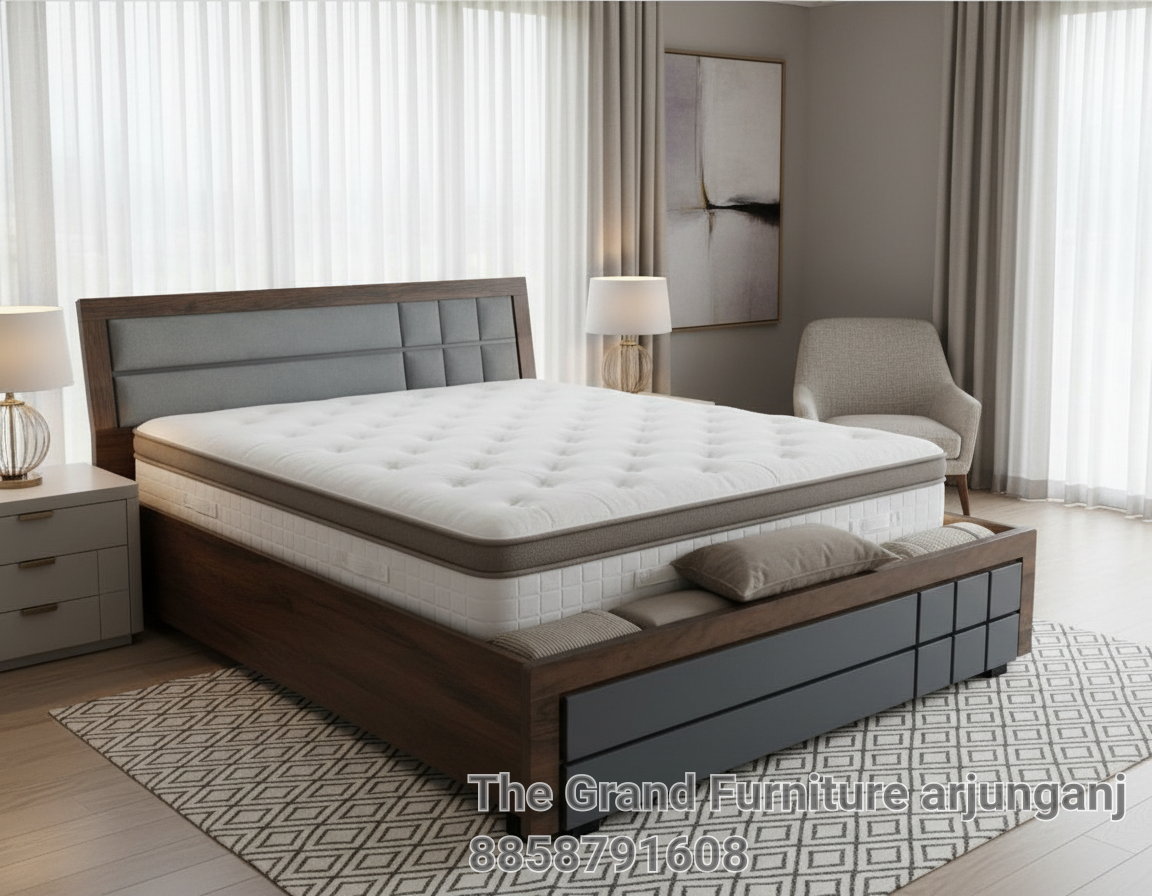 Modern Wooden Bed with Storage
