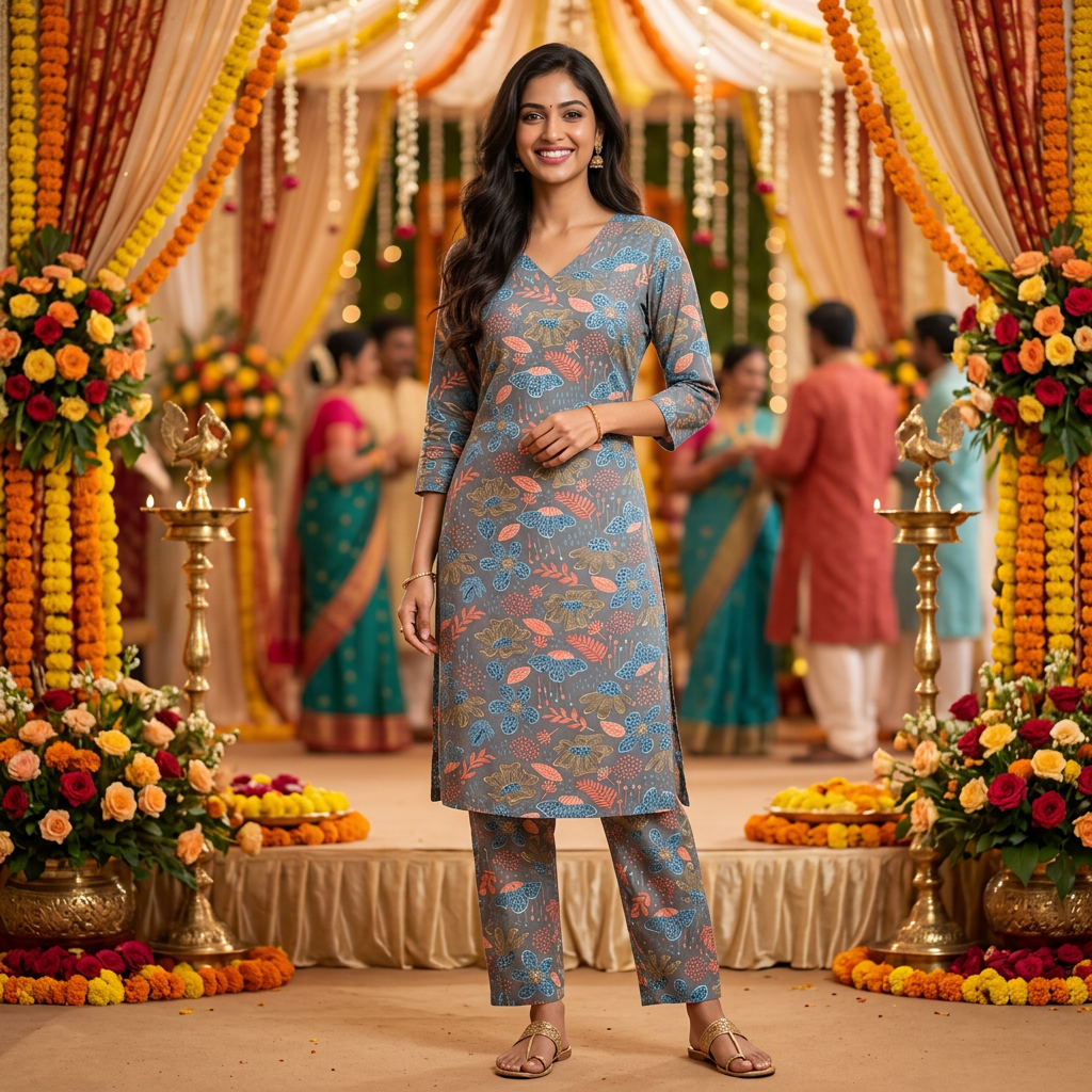 N-Ratan Printed Kurta Set view 2