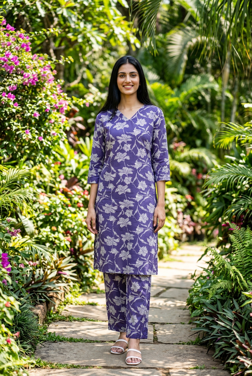 Floral Printed Kurta Set view 3