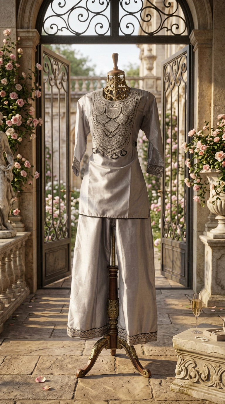 Embroidered Kurta Set view 3