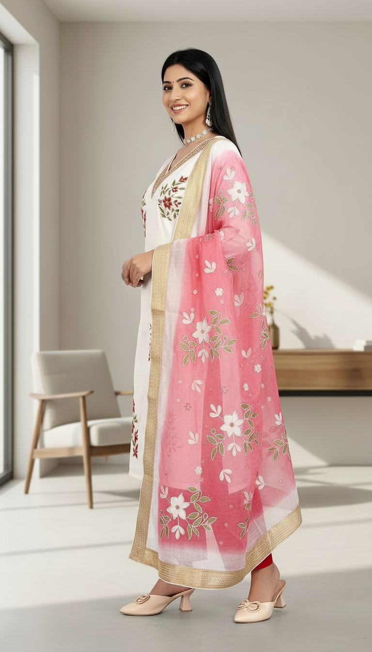 Floral Embroidered Kurta Set J2252E view 2