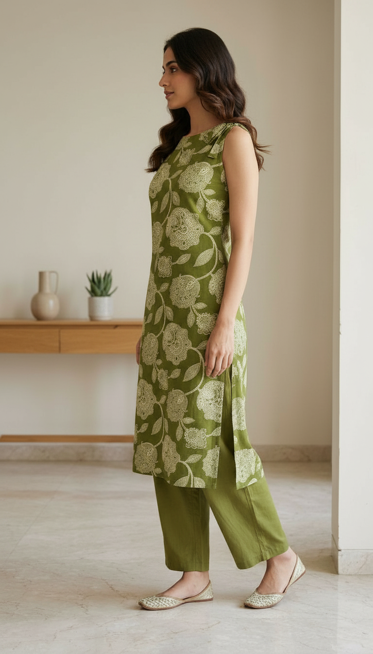 Floral Print Kurta Set015 view 2