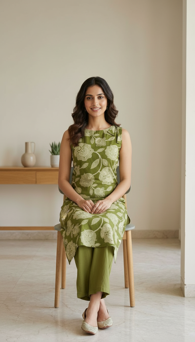 Floral Print Kurta Set015 view 4