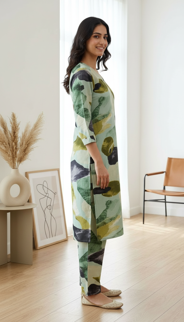 Printed Kurta Set Ex01 view 2