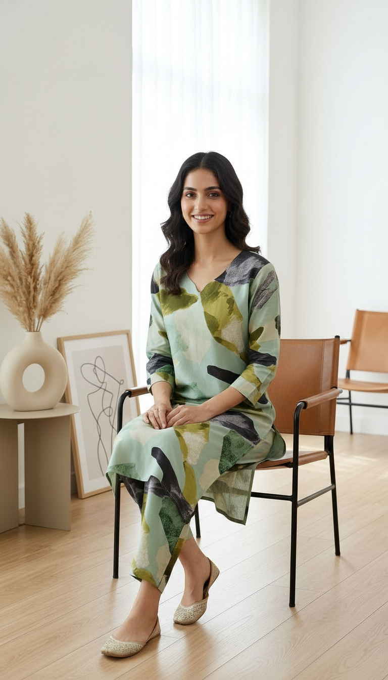 Printed Kurta Set Ex01 view 4