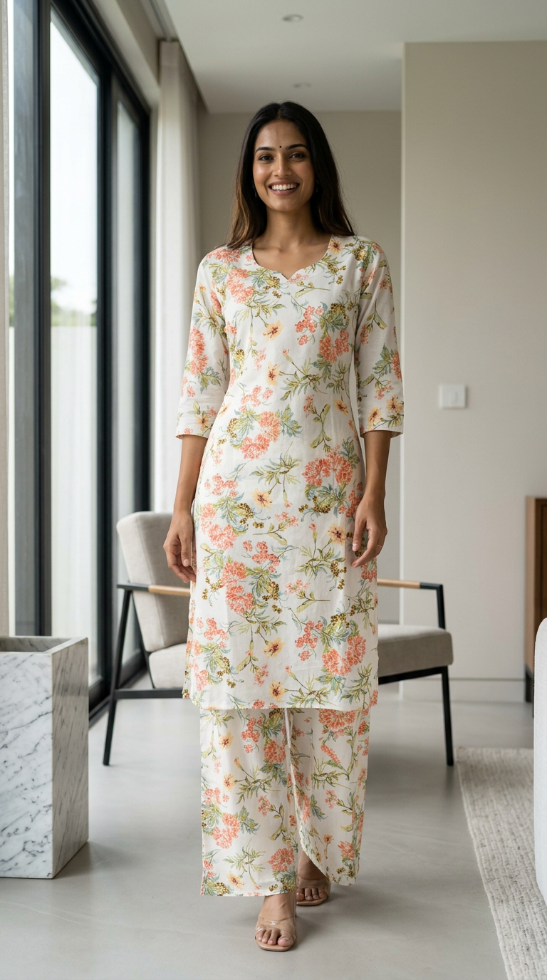 Floral Print Kurta Set EX03 view 4