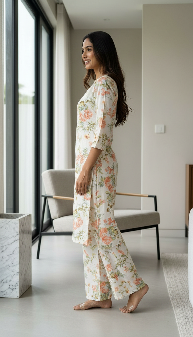 Floral Print Kurta Set EX03 view 2