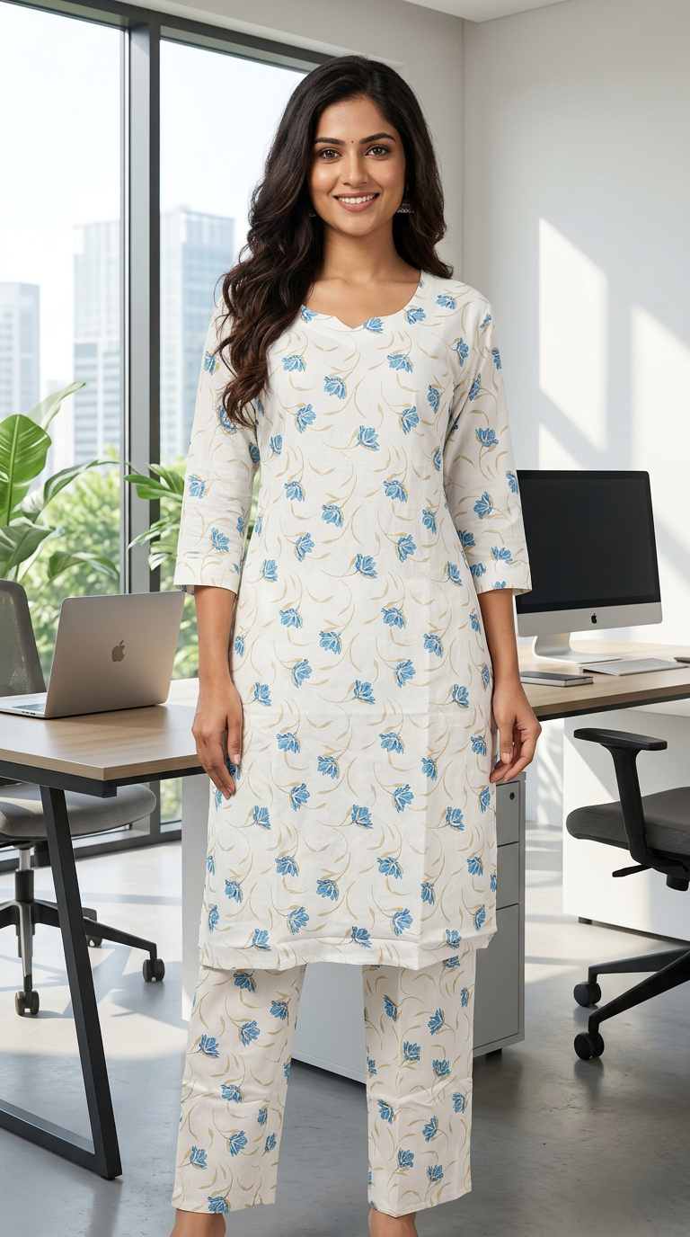 Floral Print Kurta Set EX05 view 4