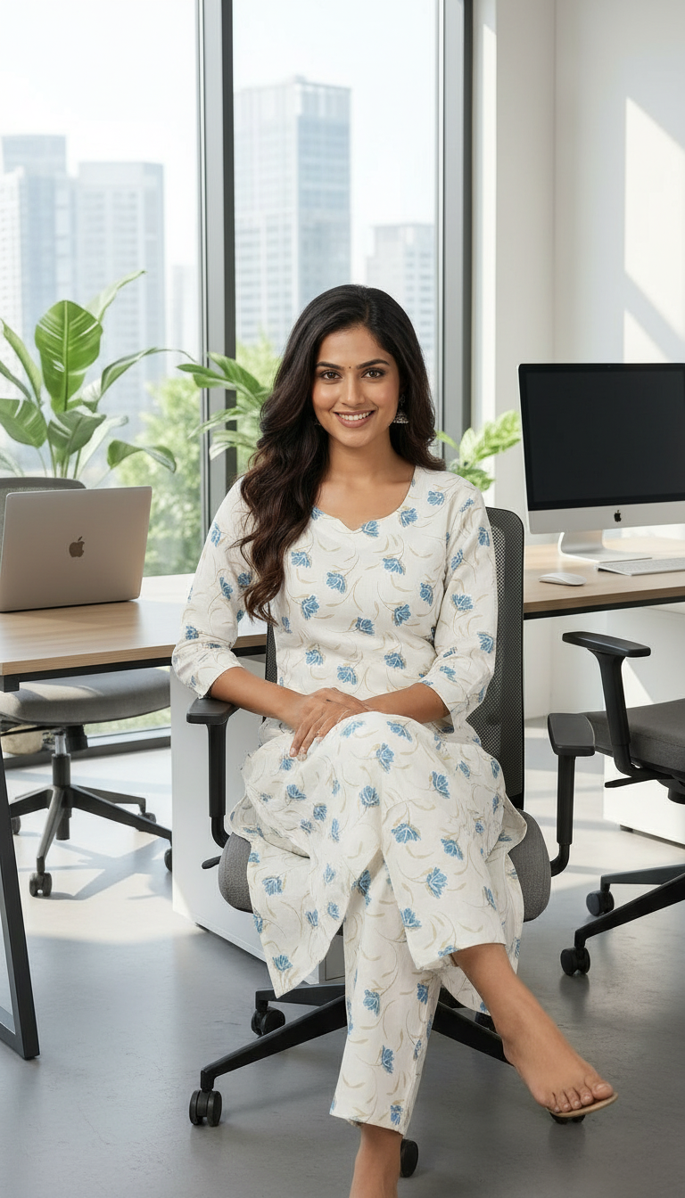 Floral Print Kurta Set EX05 view 2