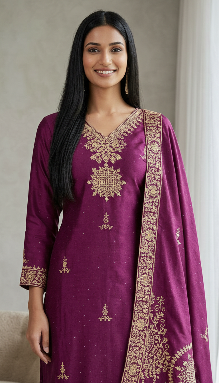 Elegant Embroidered Kurta Set view 3