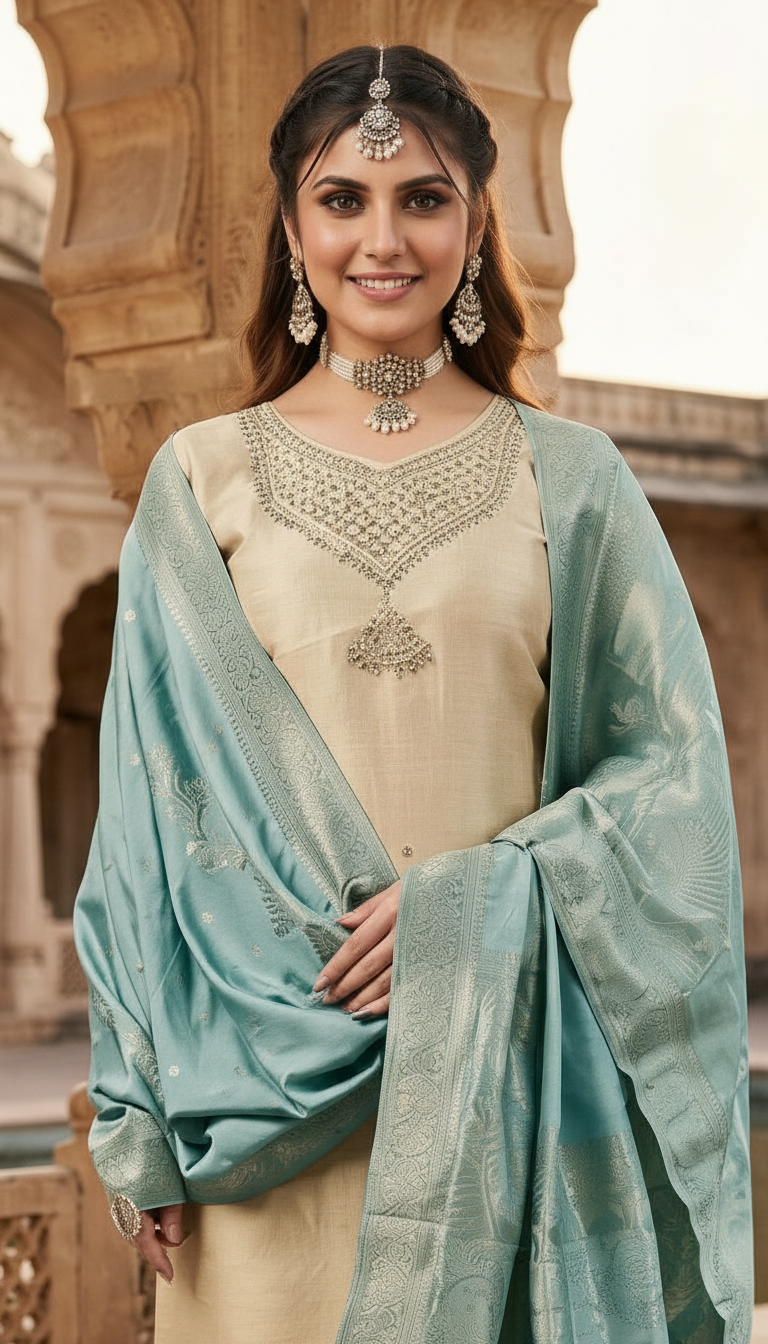 Elegant Silk Salwar Suit view 2