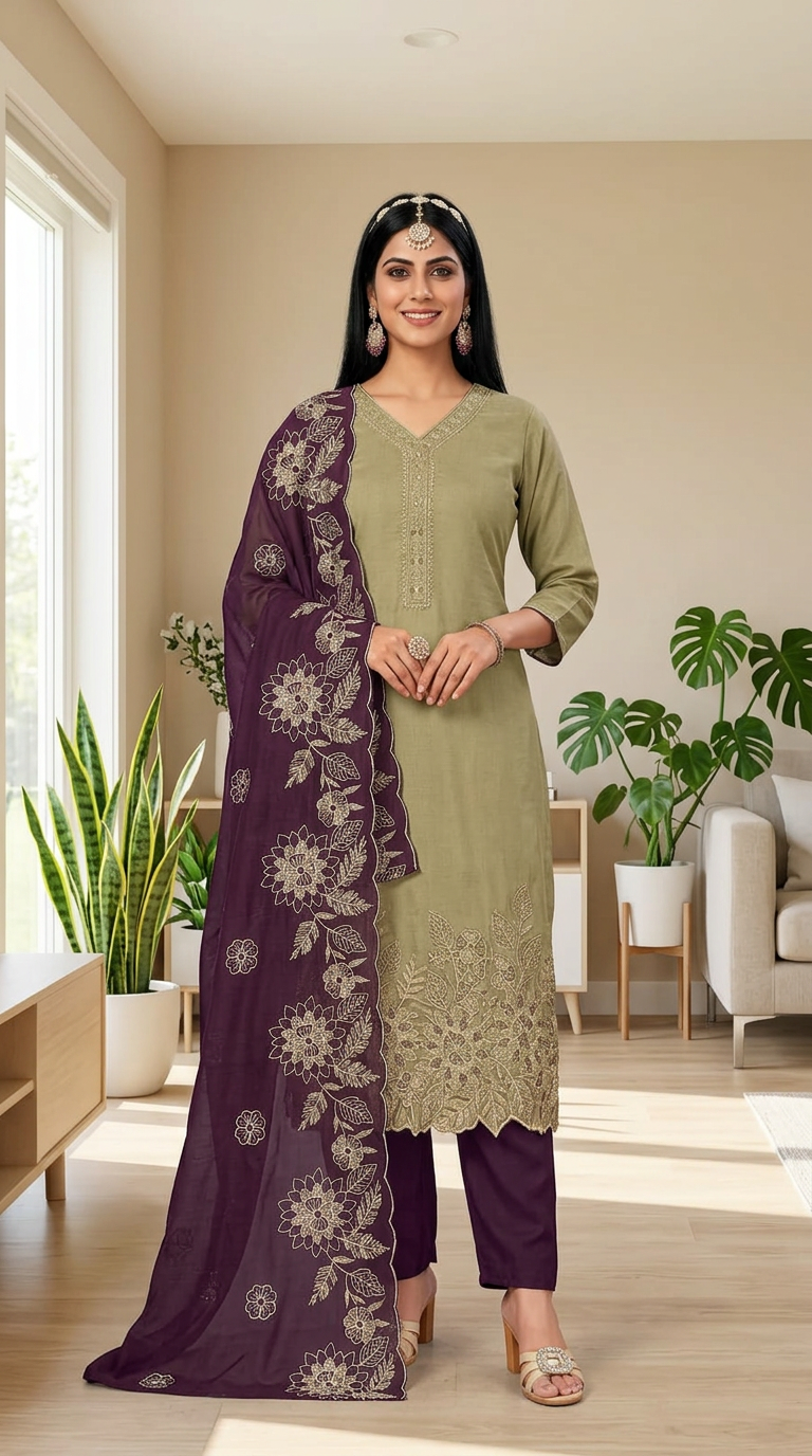 Elegant Embroidered Kurta Set 53890 view 4