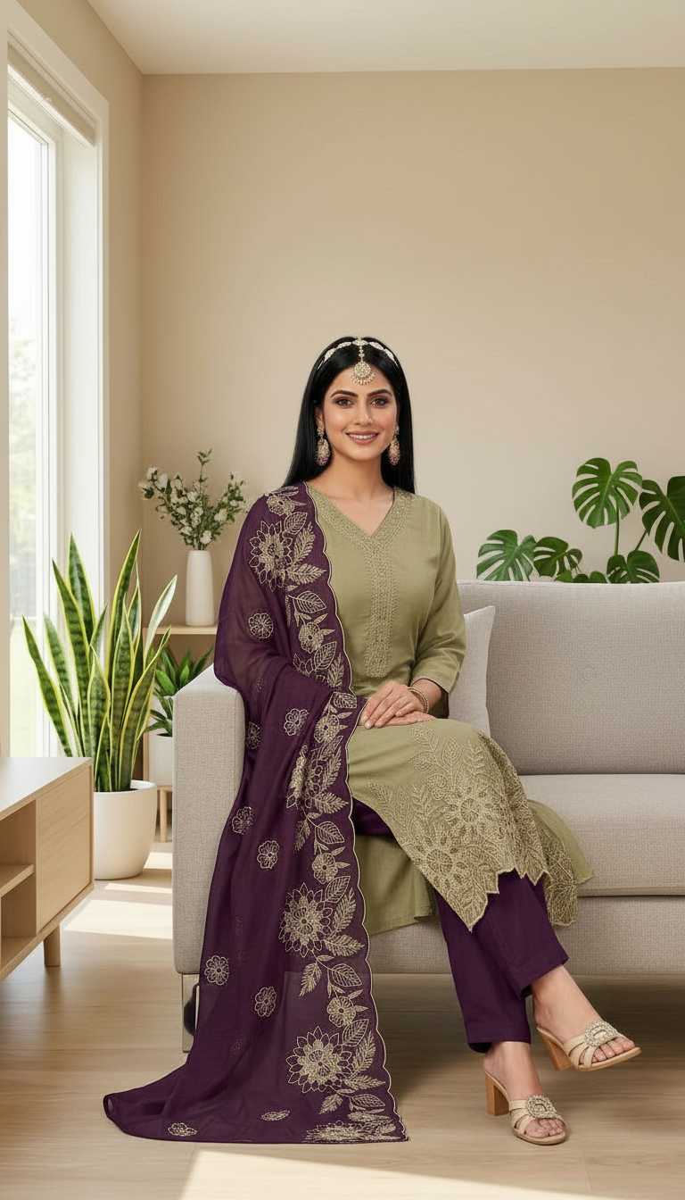 Elegant Embroidered Kurta Set 53890 view 3