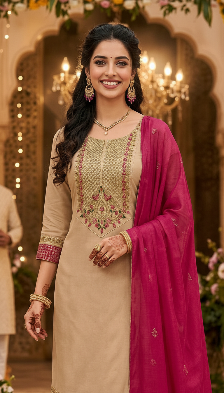 Embroidered Salwar Suit Set view 4