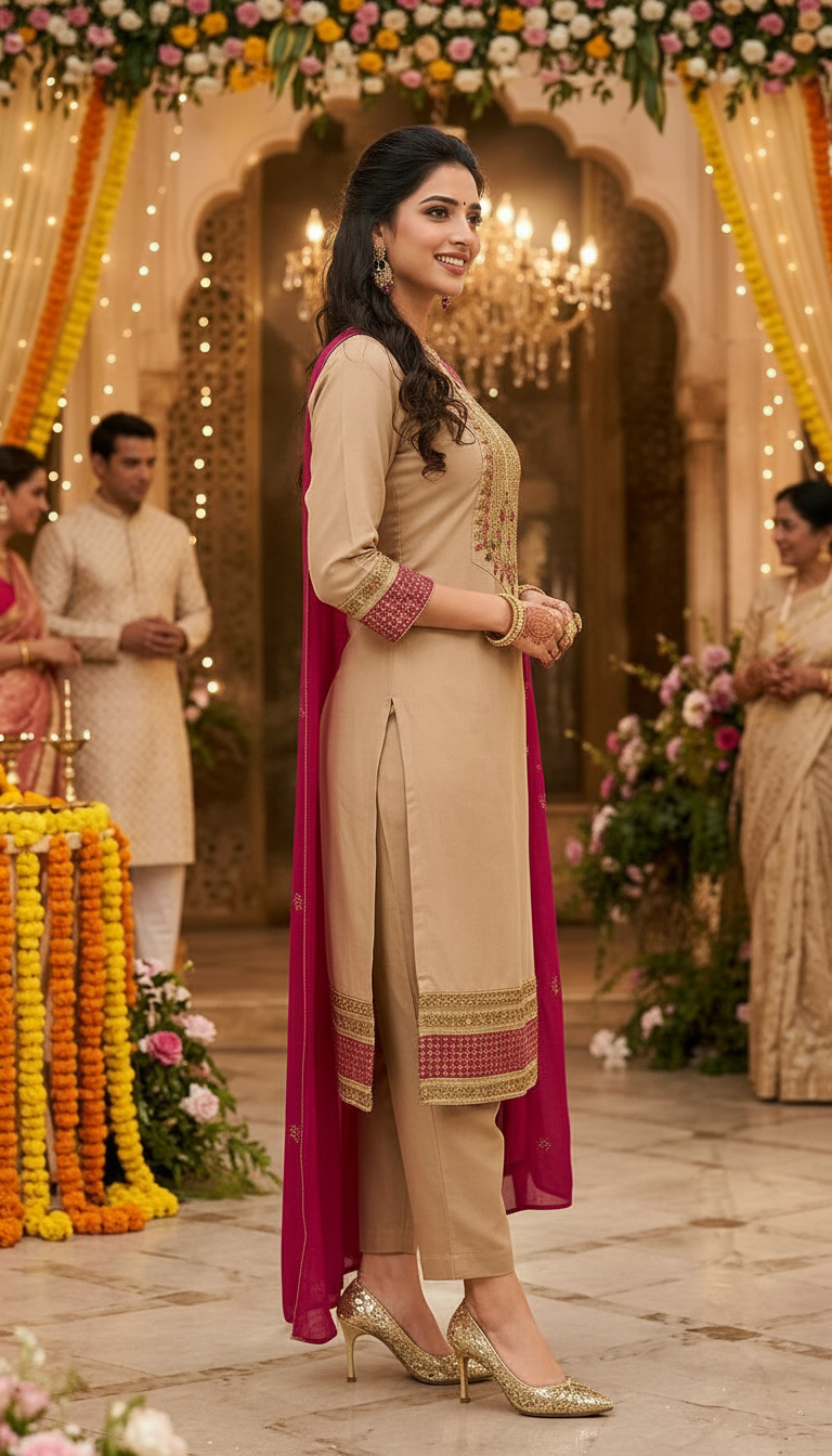 Embroidered Salwar Suit Set view 3