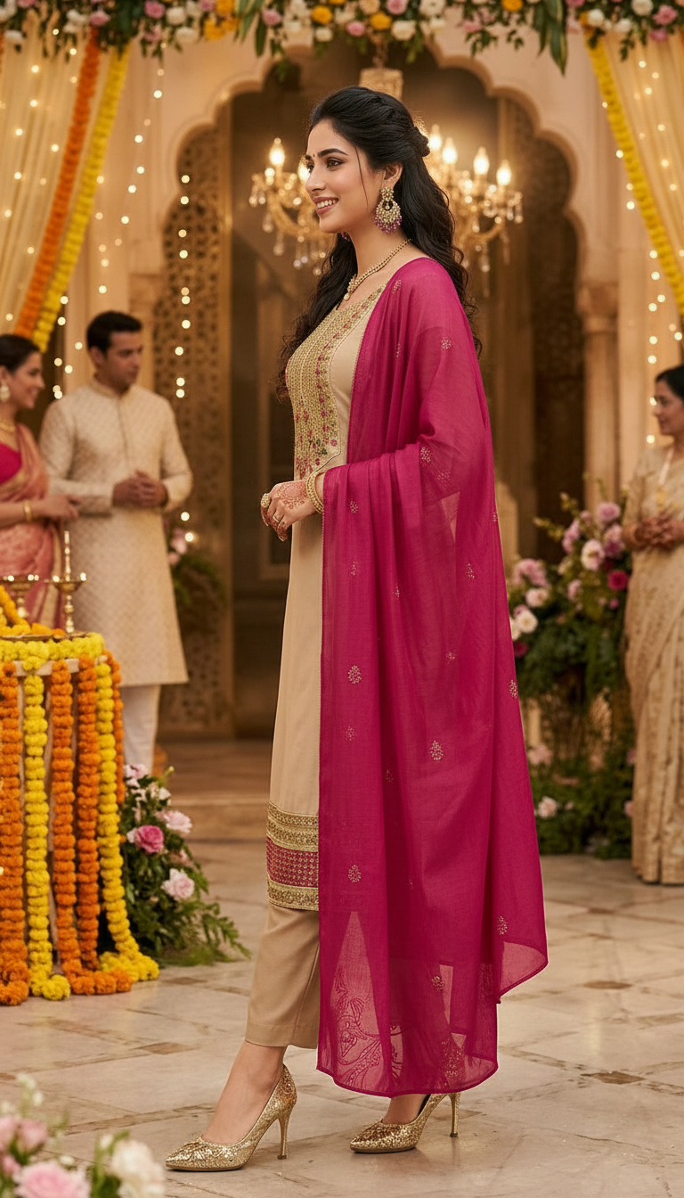 Embroidered Salwar Suit Set view 2