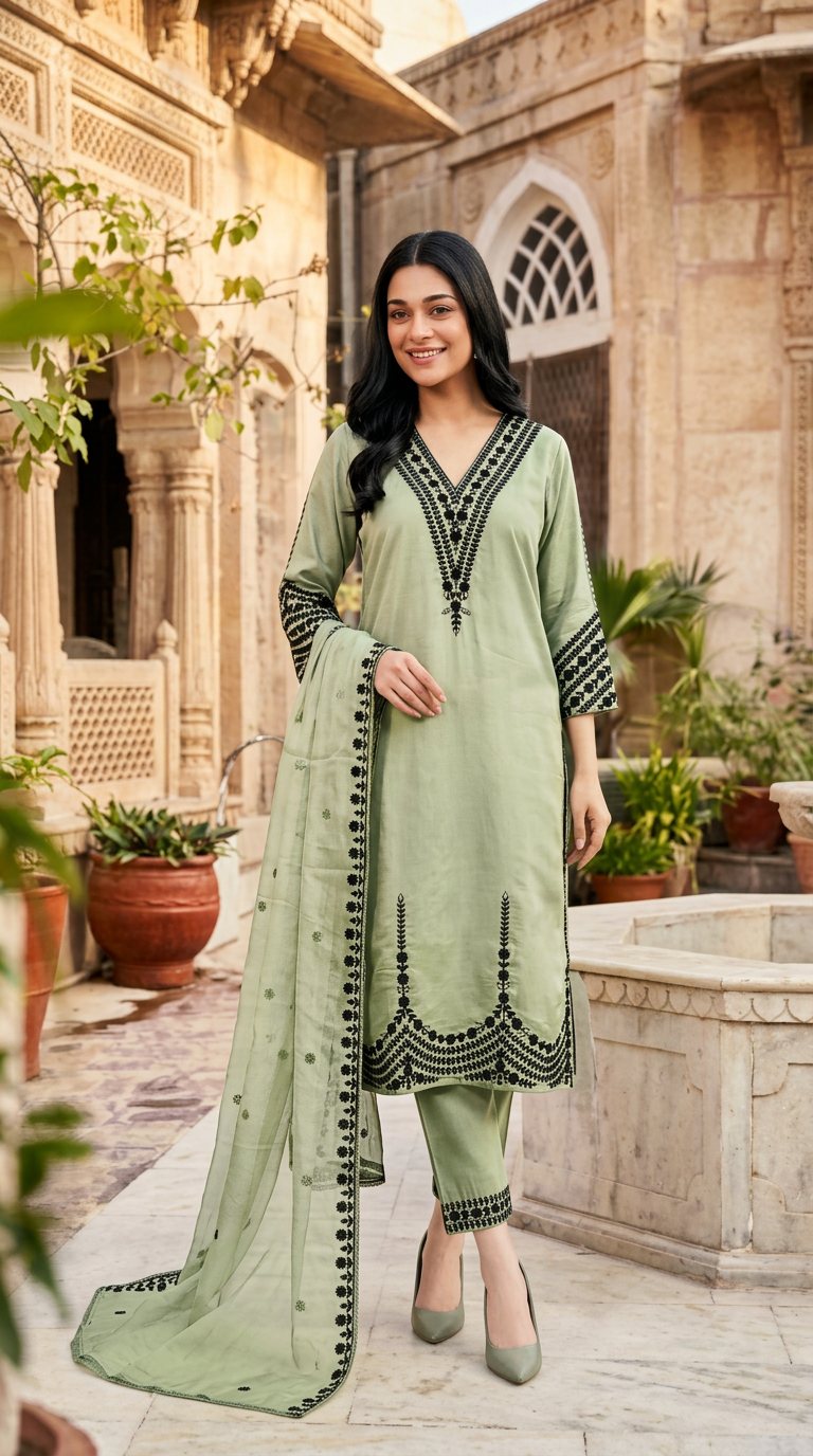 Elegant Embroidered Salwar Suit Set view 5