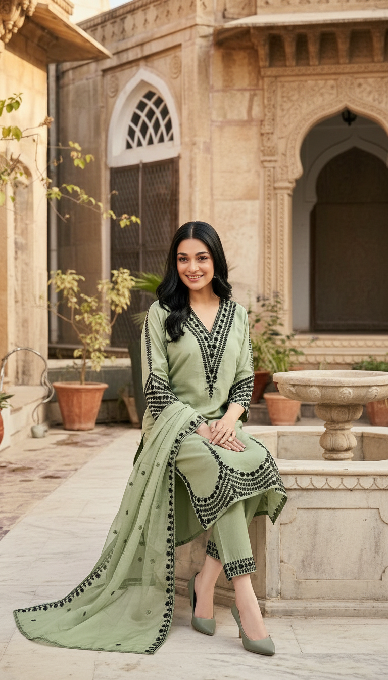 Elegant Embroidered Salwar Suit Set view 4