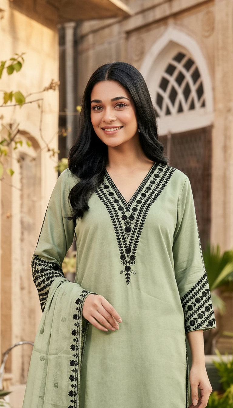 Elegant Embroidered Salwar Suit Set view 3