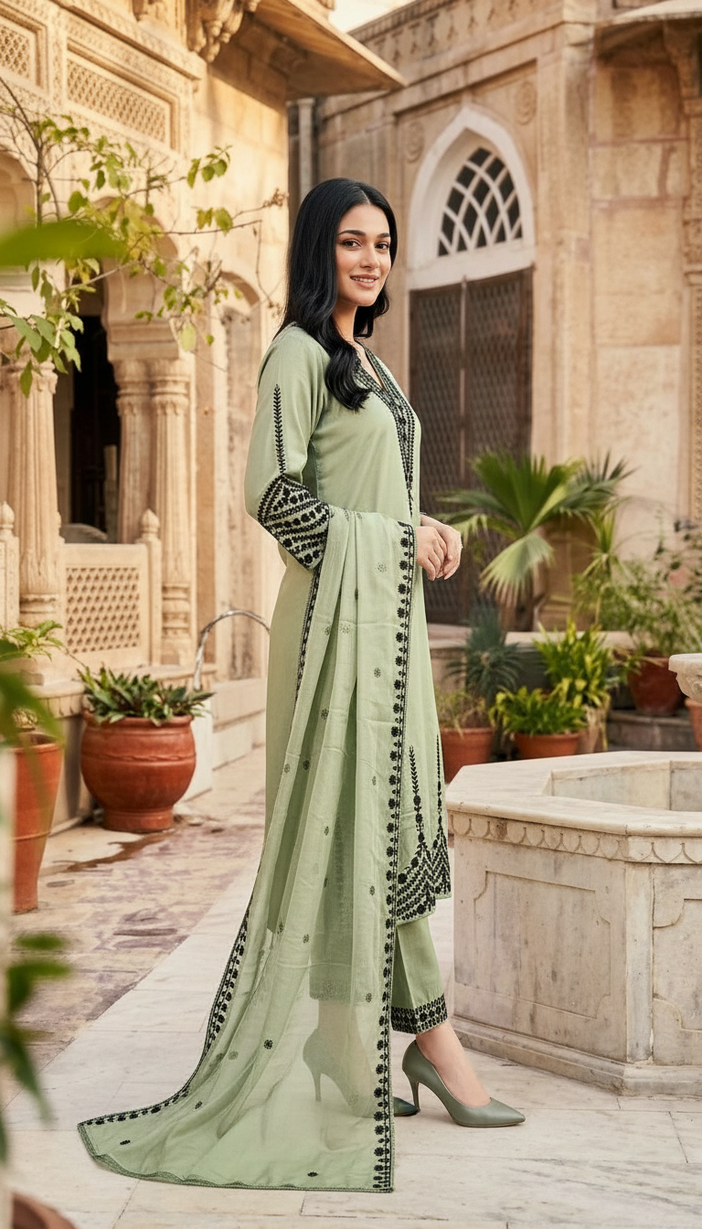 Elegant Embroidered Salwar Suit Set view 2