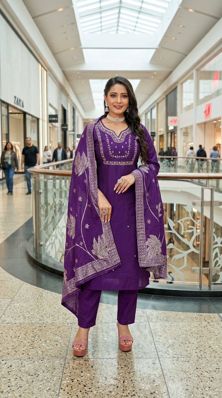 Elegant Purple Salwar Suit Set view 5