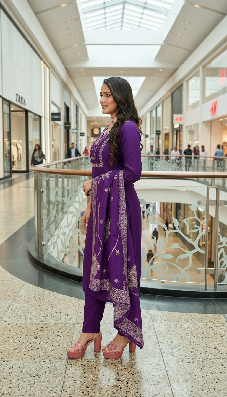 Elegant Purple Salwar Suit Set view 2