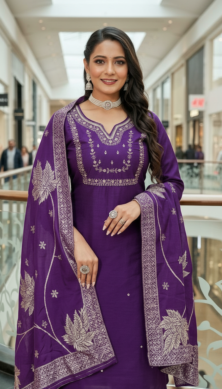 Elegant Purple Salwar Suit Set view 3