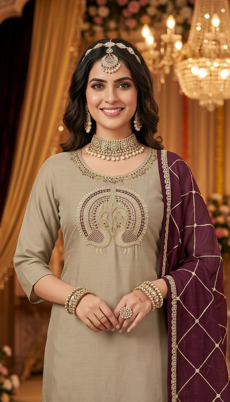 Embellished Kurta Set view 2