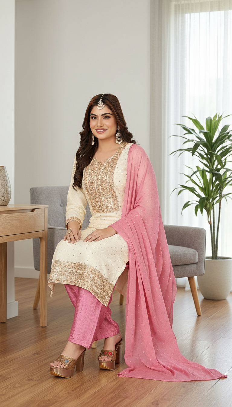 Elegant Kurta Set with Dupatta view 4