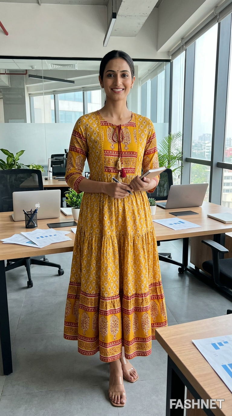 Ethnic Printed Long Gown view 4
