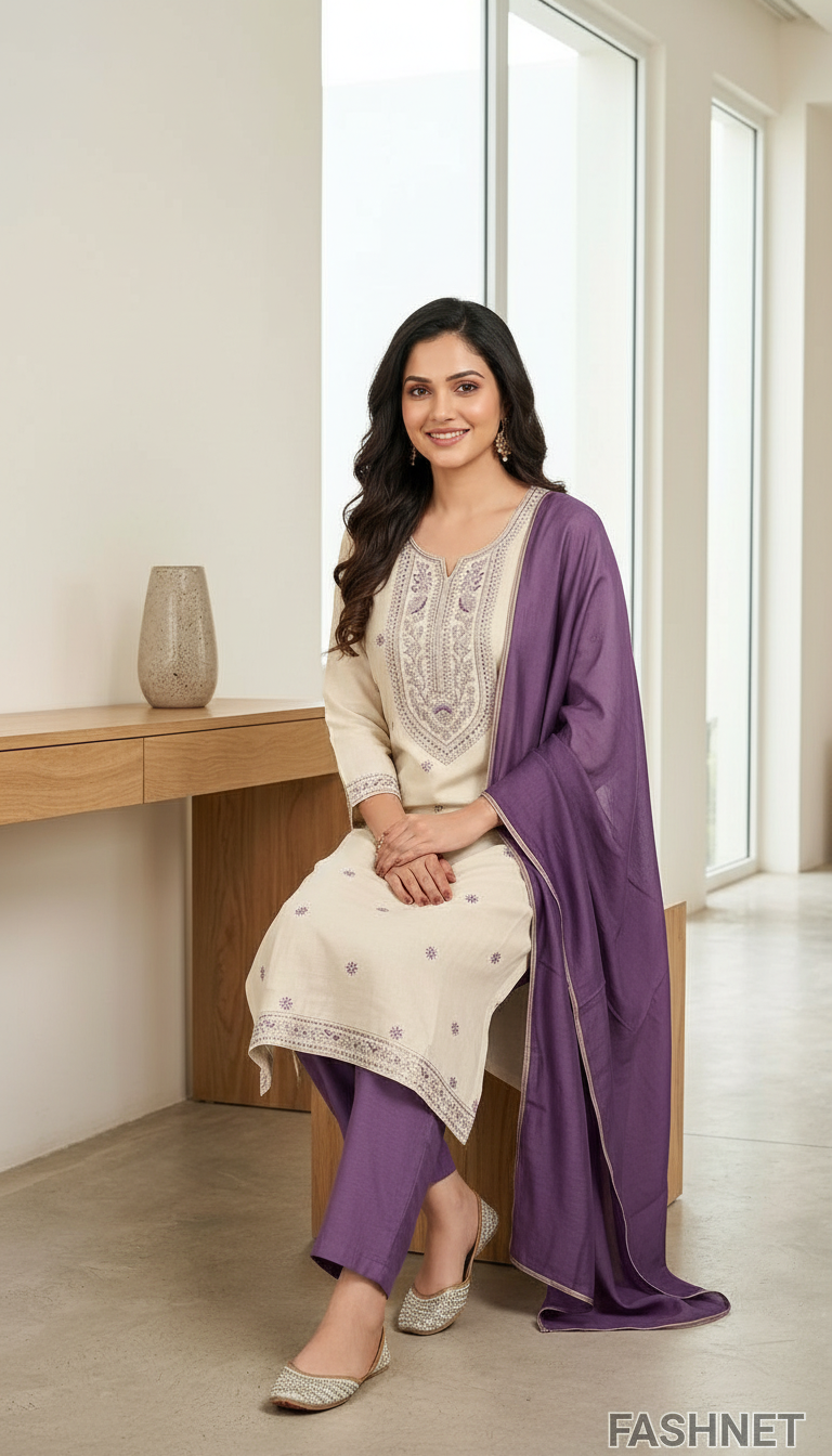 Elegant Purple Salwar Suit Set J2278F view 3