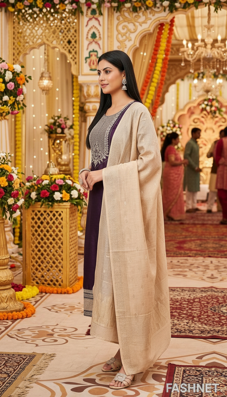 Embroidered Silk Salwar Suit Set view 2
