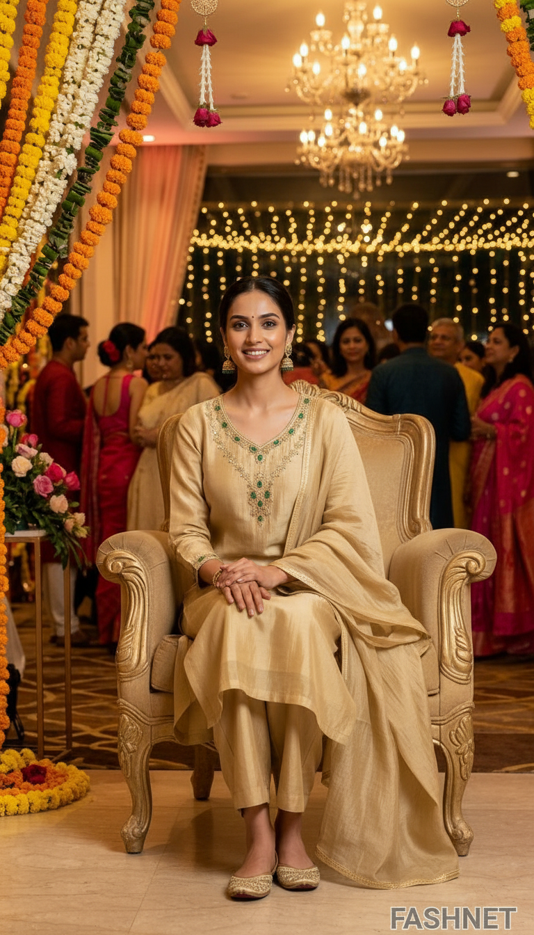 Embroidered Festive Kurta Set view 3