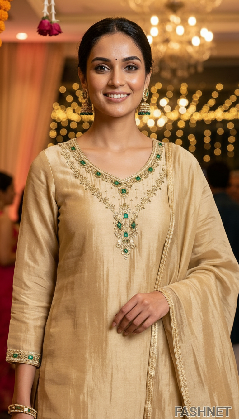 Embroidered Festive Kurta Set view 2