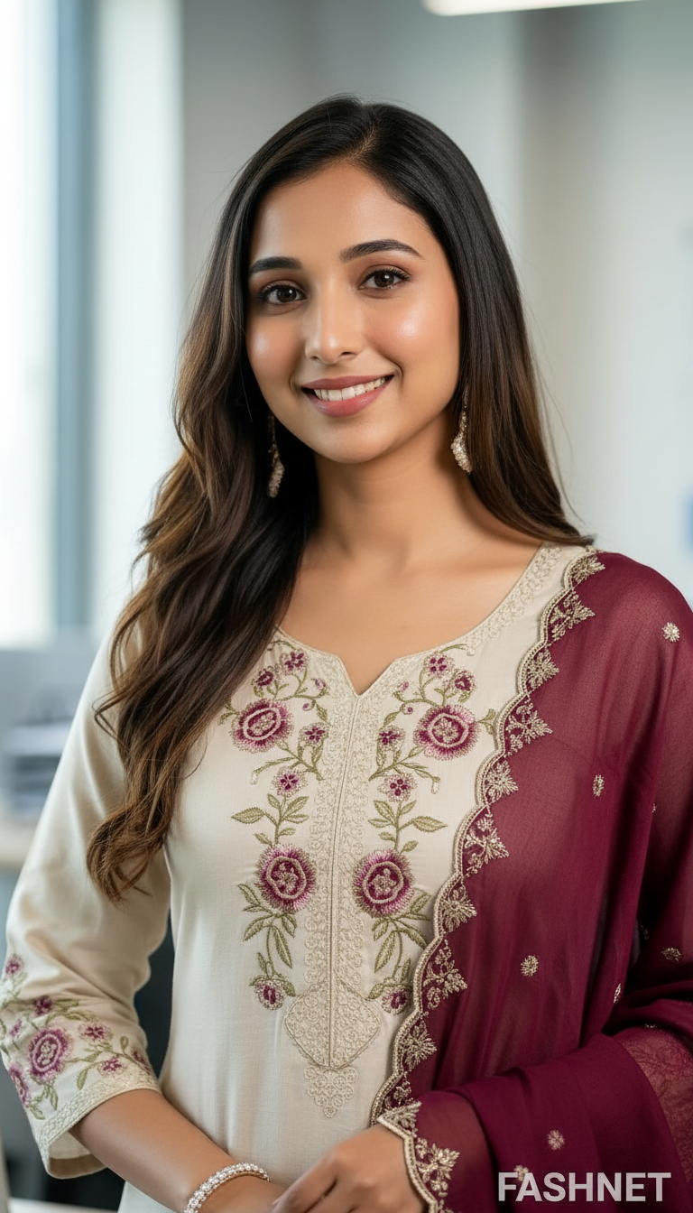 Embroidered Kurta and Dupatta Set view 2