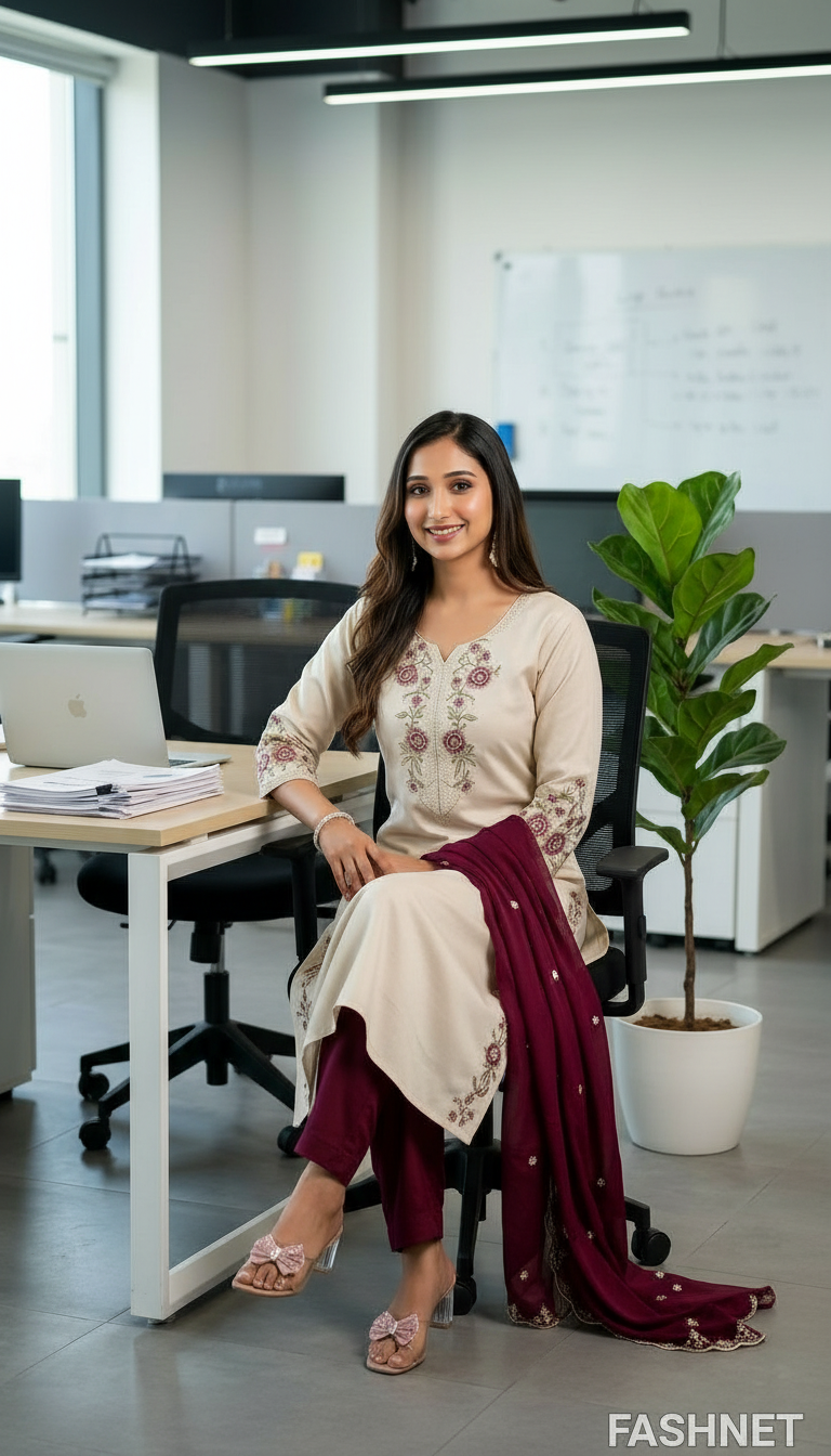 Embroidered Kurta and Dupatta Set view 3