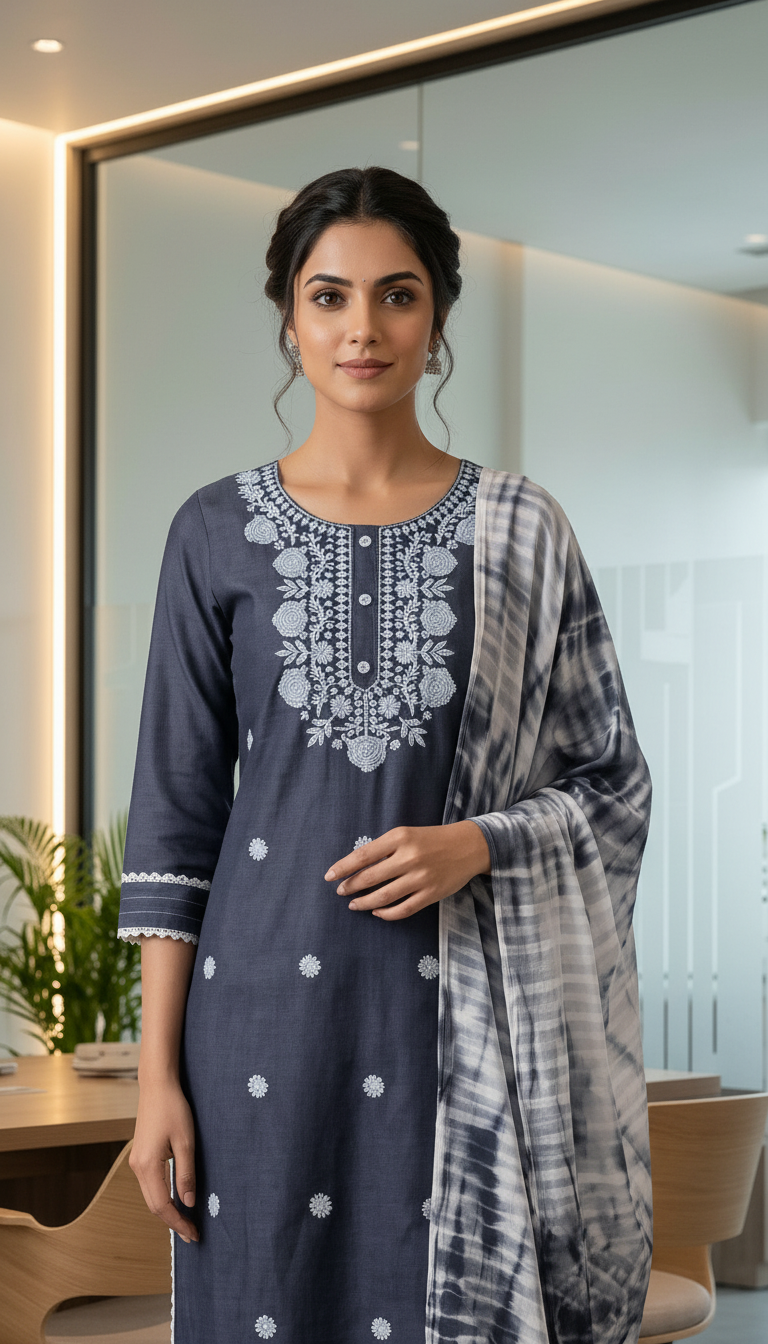 Fashnet Embroidered Kurta Set view 4