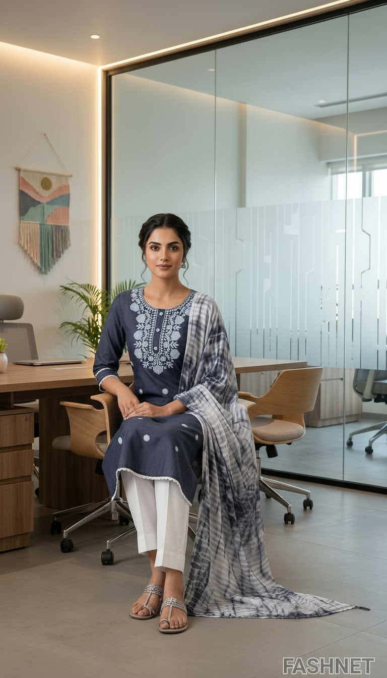 Fashnet Embroidered Kurta Set view 5