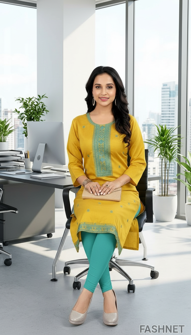 Fashnet Yellow Kurta view 4
