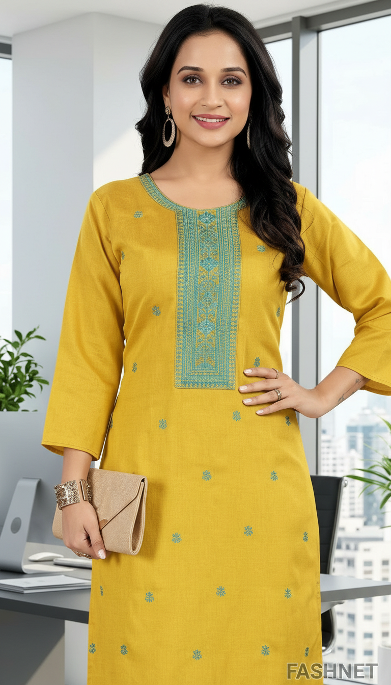 Fashnet Yellow Kurta view 3