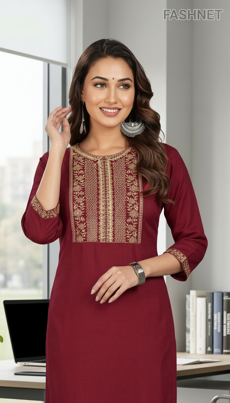 Fashnet Embroidered Kurta view 4