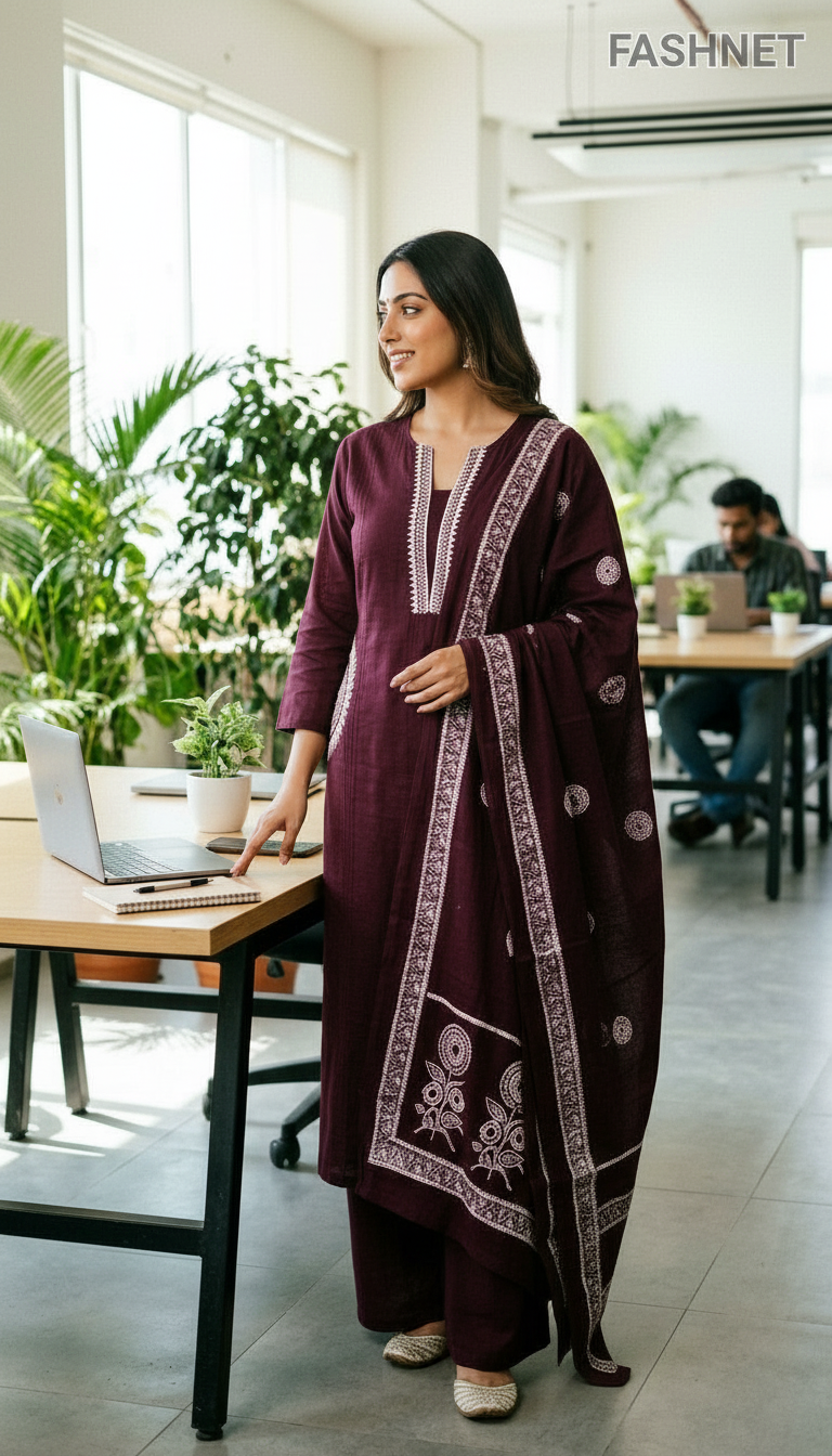 FASHNET Womens Cotton Kurta Set view 2