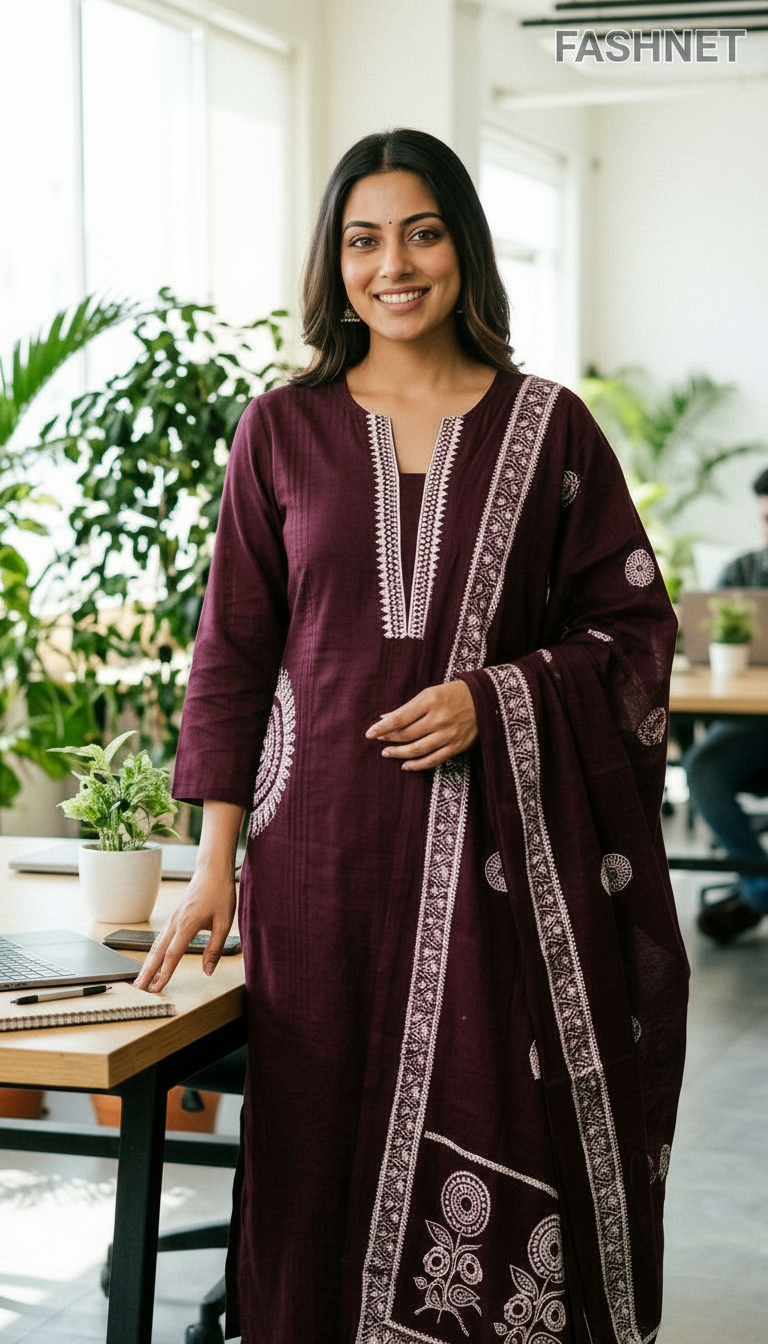 FASHNET Womens Cotton Kurta Set view 4