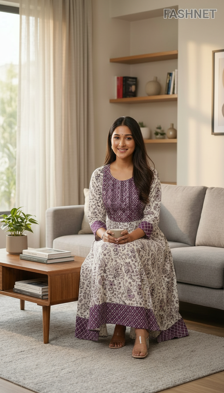 Fashnet Printed Anarkali Gown view 4